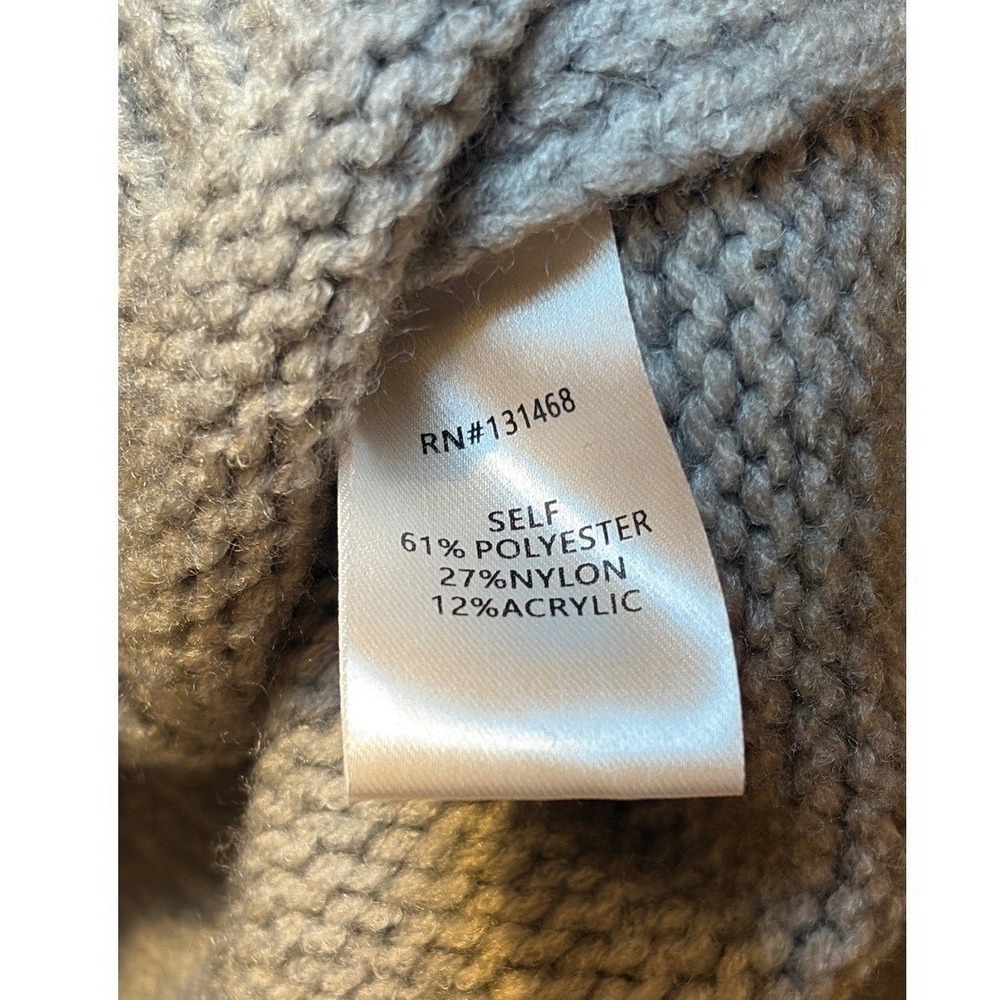 Chunky CableKnit Crewneck Sweater Pearl Puff Sleeve Gray Old Money|Quiet Luxury - Picture 8 of 9